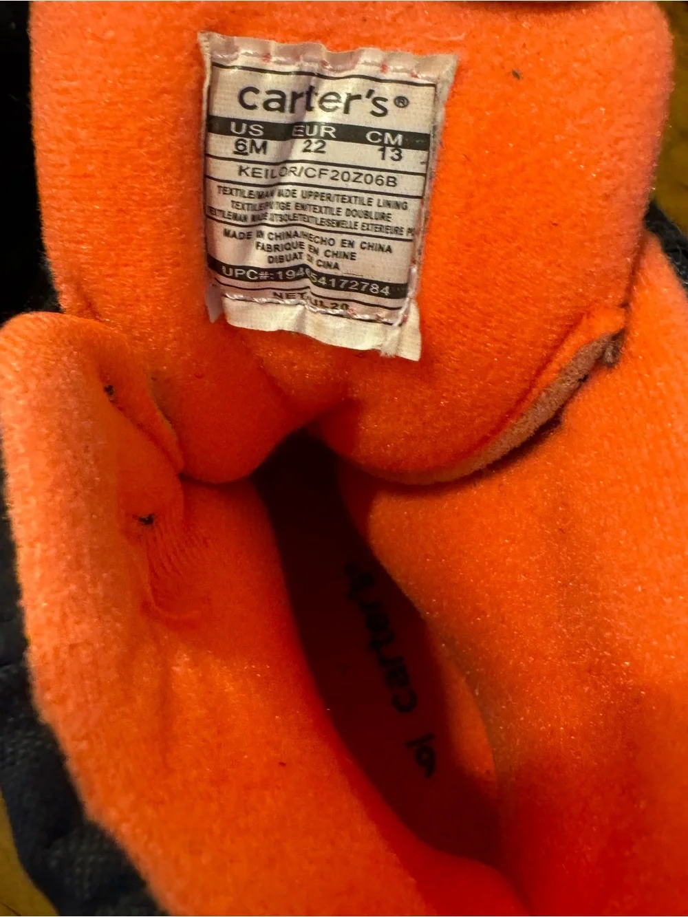 Carter’s Kids Insulated Snow Winter Boots – Black & Orange – Size 6M